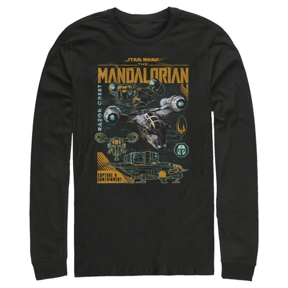 Men's Star Wars: The Mandalorian Razor Crest Capture and Containment Long Sleeve Shirt Black 2X Large