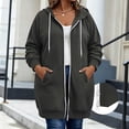 thumbnail image 2 of Virmaxy Women's Plus Size Full Zip Long Hoodie Sweatshirt Long Sleeve Oversized Casual Jacket with Side Pockets for Fall Winter Daily Wear L-XXXXXL, 2 of 6