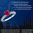 thumbnail image 2 of Gem Stone King 925 Silver and 10K Yellow Gold Red Created Ruby and Lab Grown Diamond Engagement Ring for Women | 1.18 Cttw | Round 6MM | Gemstone July Birthstone | Size 6, 2 of 6