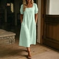 Avirosel Women's Casual Summer Midi Dress Solid Color Round Neck Loose ...
