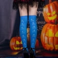 thumbnail image 4 of IWRICH Women's Halloween Skeleton Thigh High Socks over Knee Stockings with Double-Sided Printing Blue, 4 of 5