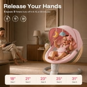 HARPPA Baby Swing for Infants, Electric Swing with 5 Swing Speeds and 10 Lullabies, Pink