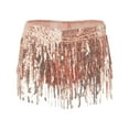 thumbnail image 5 of DHFJKG Womens Skirts Latin Dance Glitter Sequins Tassels Mini Skirt With Asymmetric Hem Performance Wear Soft Skirt, 5 of 5