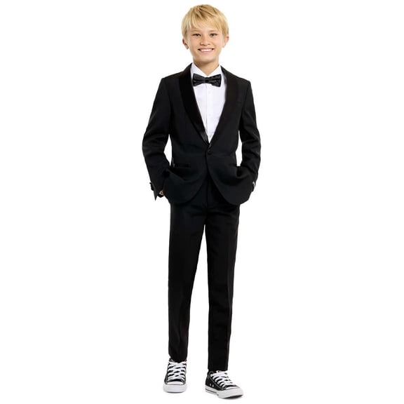 OppoSuits Teen Boys' Tuxedos TEEN BOYS Jet Set Black - US 10Y Black
