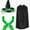 3PC, variant on Green Witch Costume Accessories, Hat Cape Gloves Witchy Glasses for Adult Women for Cosplay Dress Up