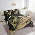 thumbnail image 3 of jejeloiu Aesthetic Geometric Art Bedding Comforter Set 7pcs,Geometric Lines Queen Bedding Sets,Gold Black Brown Queen Sheet Sets,Lightweight Room Decor Reversible, 3 of 8