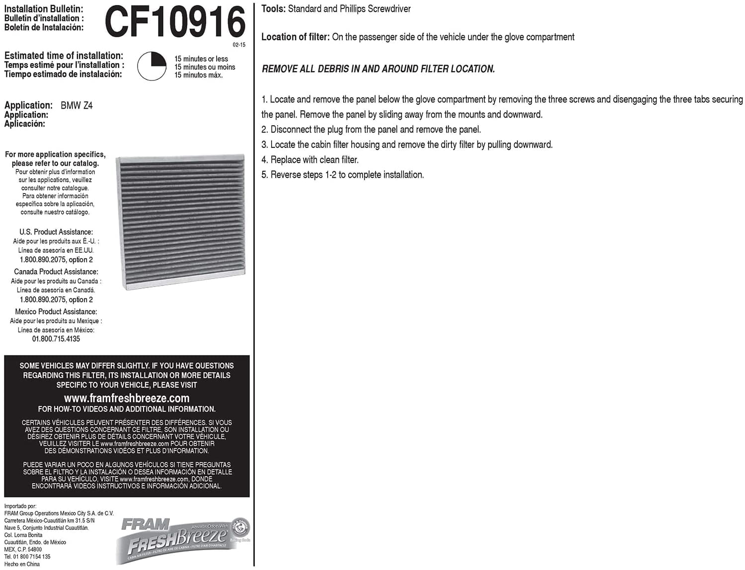 FRAM CF10916 Cabin Air Filter