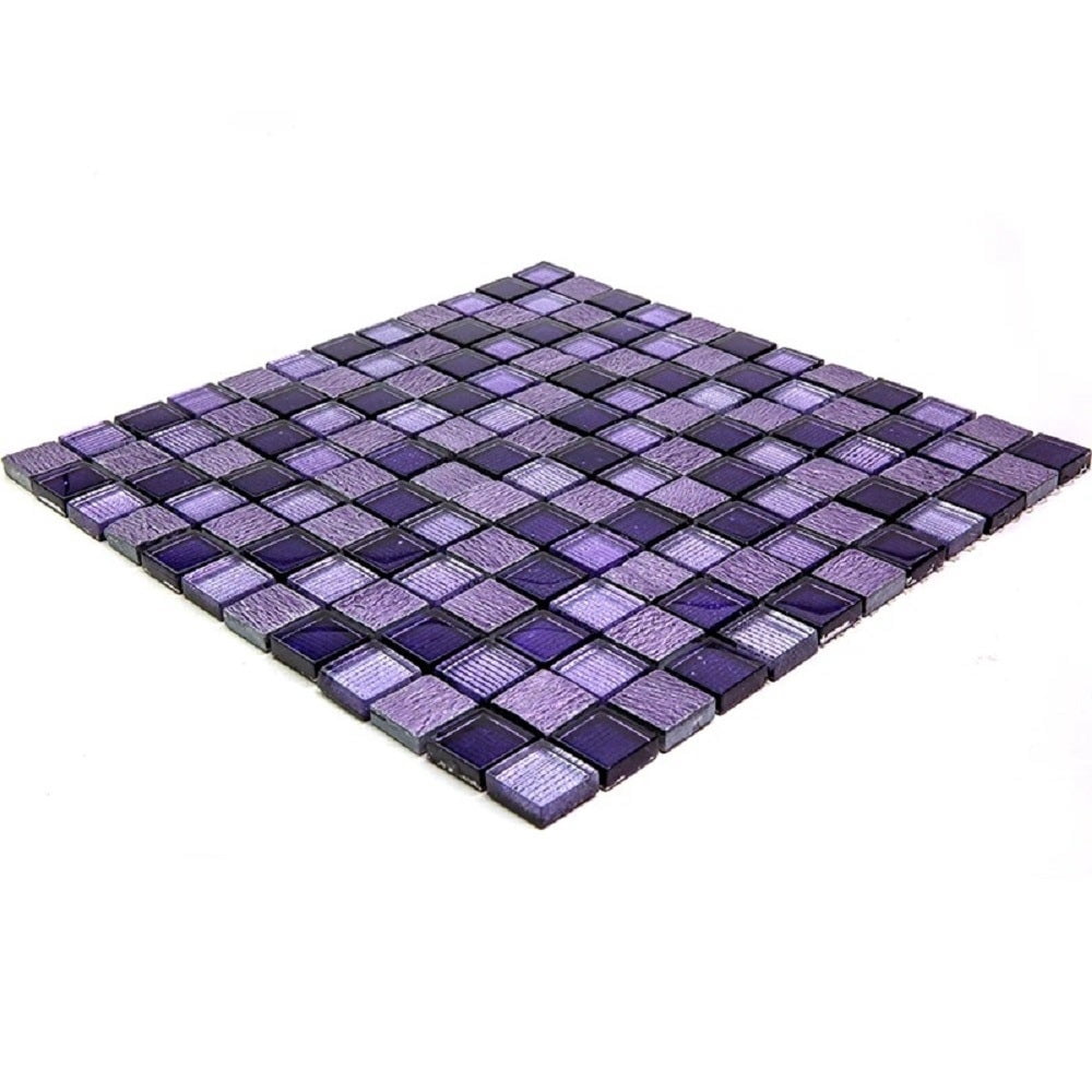 Apollo Tile 5 pack Purple 11.8-in. x 11.8-in. Square Polished and Foiled Glass Mosaic Tile (4.83 Sq ft/case)