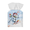 thumbnail image 2 of FUIALDOLG Decorative Tissue Box Cover Square - Waterproof PU Leather Tissues Cube Boxes Holder Aesthetic Desk Decor for Room, Home & Office - Snowman Skiing, 2 of 7