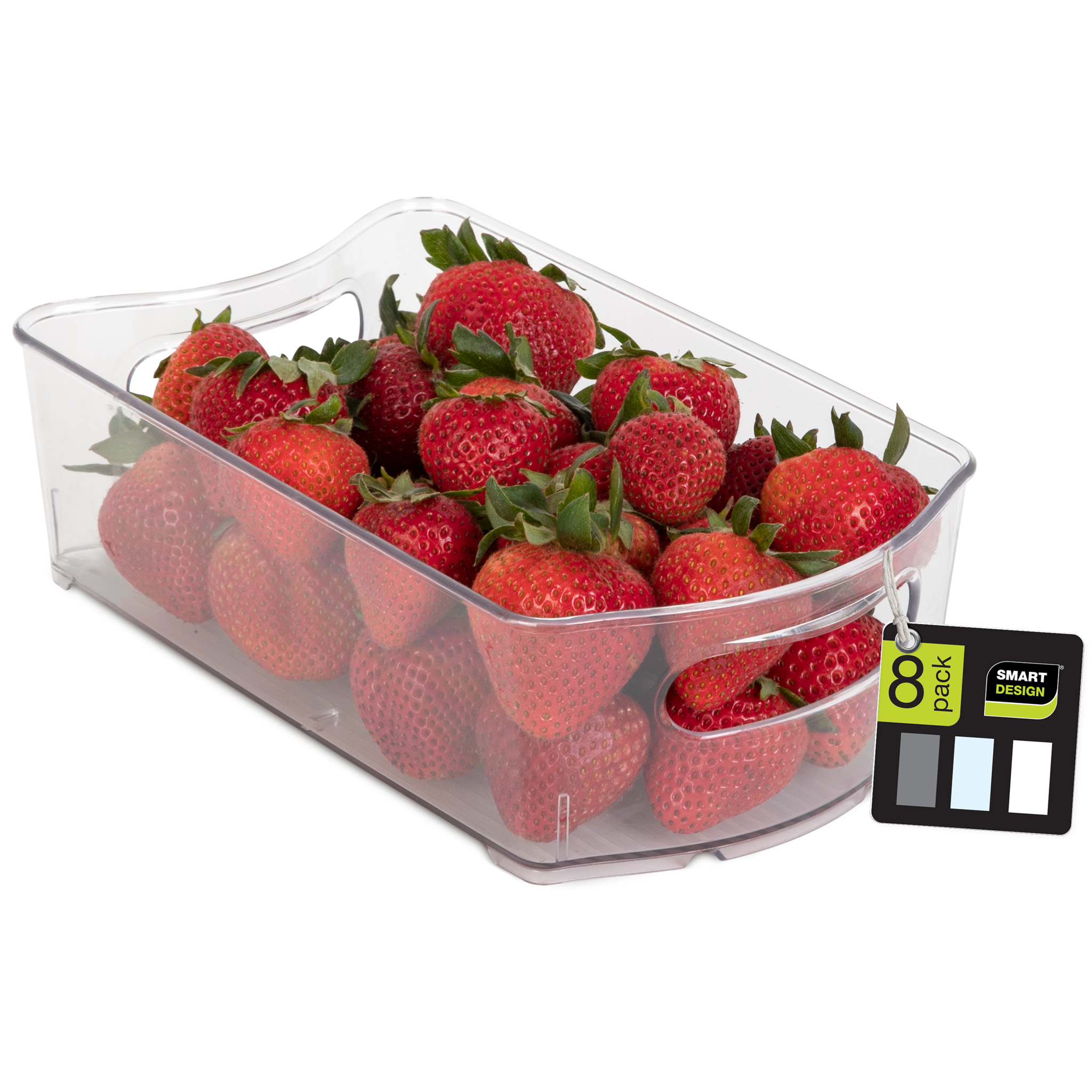 Smart Design Stackable Clear Refrigerator Storage Bin with Handle - 8 Pack - 6 x 10 inch