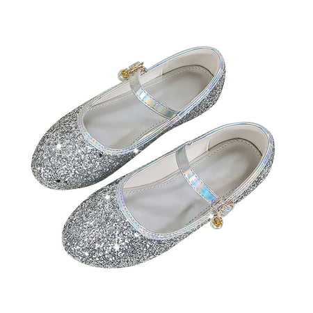

Flower Girls Dress Shoes Toddler Kids Wedding Party Low Heel Mary Jane Shoes Glitter Flat Shoes