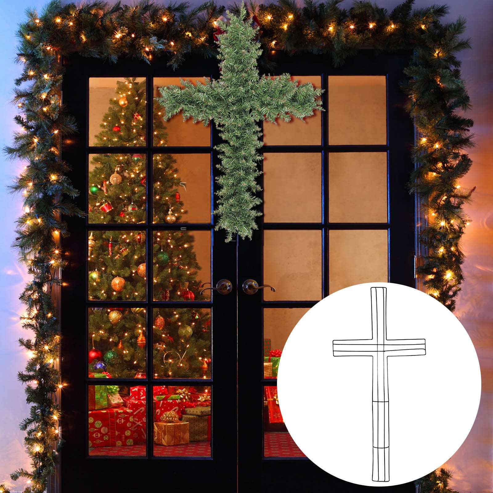 Afdoent Cross Metal Wreath Frame Cross Shaped Wreath Form For