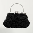 thumbnail image 2 of Women's Elegant Satin Evening Clutch with Detachable Silk Rose Handbag for Formal Parties and Occasions for Wedding Black One Size, 2 of 6