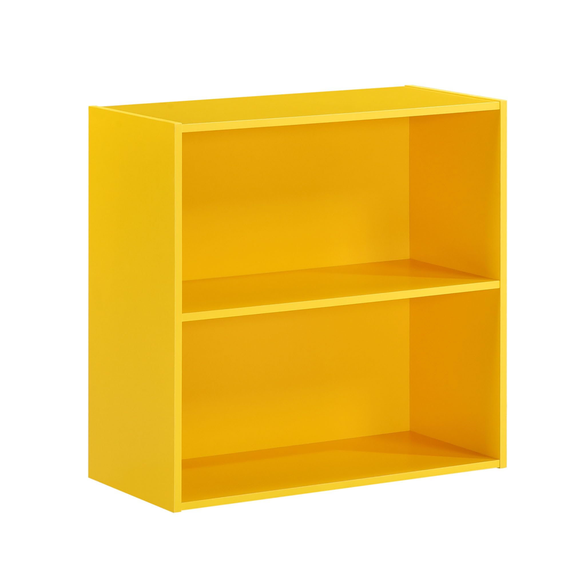 Kings Brand Furniture George 2-Tier Bookcase Storage Organizer - Wooden Shelf Organizer for Bedroom, Nursery, School or Home Office (Yellow)
