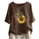 thumbnail image 1 of Tops de Algodón para las Mujeres Impreso Manga Corta Cuello Redondo Botón Arriba Camiseta, Algodón Casual Y Top de Lino, 1 of 4