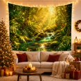 thumbnail image 3 of Floral Garden Tropical with Rainforest Around Cascading Waterfall, Mystical Fantasy for Space Lovers, Wall Decor, Mother'S Day Gift, Tapestry Wall Hanging for Dorm and Living Room, 3 of 7