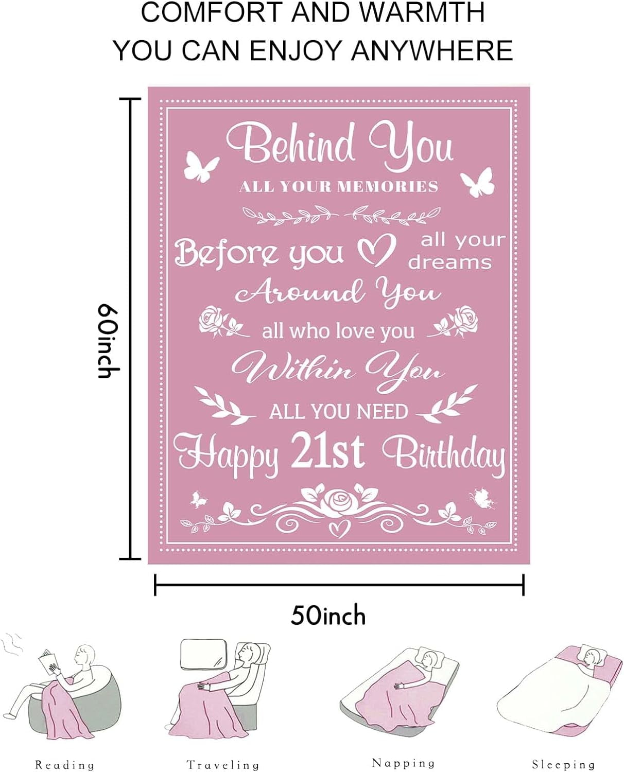 RooRuns Carve 19th Birthday Gifts for Girls, Best Gifts for 19 Year Old  Female, Happy 19th Birthday Decorations Blanket 50 * 60 Birthday Gift Ideas  for Girls Age 19 