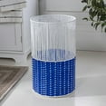 thumbnail image 6 of Happimess Harper Modern 4.13-Gallon 2-Tone Faux Wicker Cylinder Outdoor Trash Can, White/Blue, HPM1101A, 6 of 9