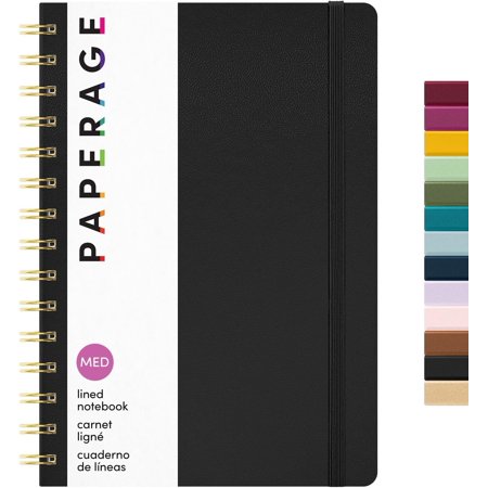 Lined Spiral Journal Notebook (Black) 160 Pages Hardcover Journal for Women & Men Medium 5.5 in x 8 in - 100 GSM Thick Paper Spiral Notebook for Work School & Journaling