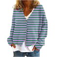 thumbnail image 2 of Hvyesh Womens Striped Cardigan Casual V Neck Long Sleeve Knitting Coat Open Front Button Down Fall Sweaters, 2 of 6