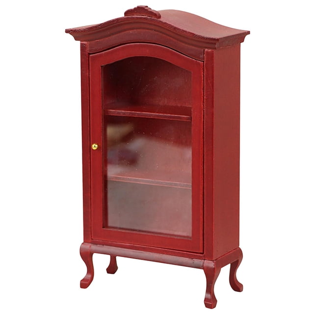 TISHITA Simulation Miniature Cabinet Toy Miniature Bookcase Dolls House Red