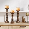 thumbnail image 3 of Wooden Pillar Candle Holder Set of 3-Decorative Wood Candle Holder for Christmas Decoration Farmhouse Wedding Party Dining Table Décor Spa-Tall 14,12,10 Inch-Natural, 3 of 5