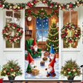 thumbnail image 1 of Funda de puerta navideña de 35x72 pulgadas - Cortina navideña para Santa Claus para decoración de puertas y paredes, tela de poliéster, fácil de instalar, 1 of 6