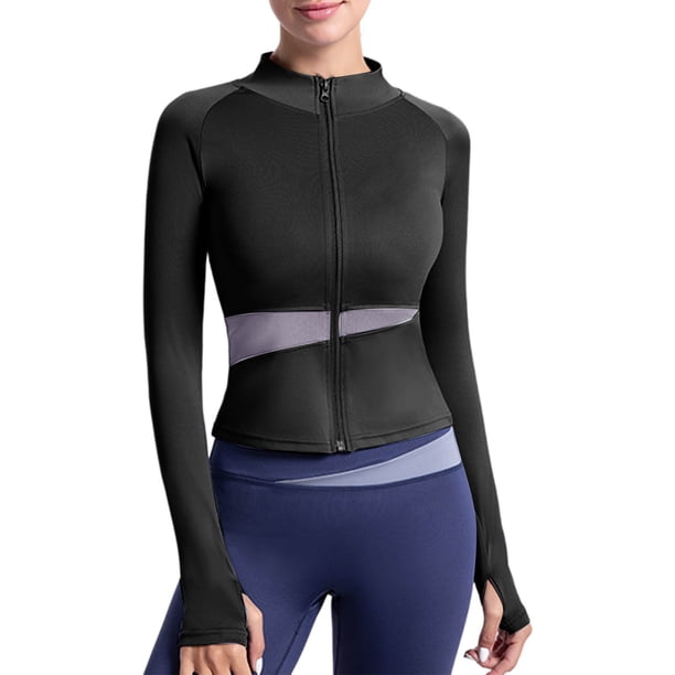 Chaquetas y prendas de vestir casuales sin capucha de manga larga para mujer, de poliéster, con cuello redondo y mangas largas.
