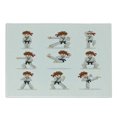 thumbnail image 1 of Karate Cutting Board, Martial Arts Performer Boy Cartoon in Various Fight Poses, Decorative Tempered Glass Cutting and Serving Board, in 3 Sizes, by Ambesonne, 1 of 2