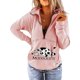 thumbnail image 2 of Mujeres Otoño Invierno Vaca Estampado Cuello en V Cremallera Manga larga Tops Jersey Blusa Sudaderas Pompotops gfhjh11819, 2 of 5