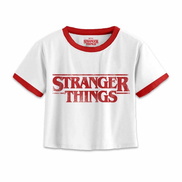 Stranger Things - Crop Top Logo Envejecido para Mujer (Blanco)