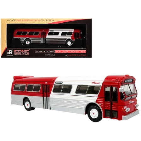 Flxible 53102 New Look Transit Bus "Pittsburgh Area Transit" Red and White "Vintage Bus & Motorcoach Collection" Limited Edition 1/87 (HO) Diecast Model by Iconic Replicas