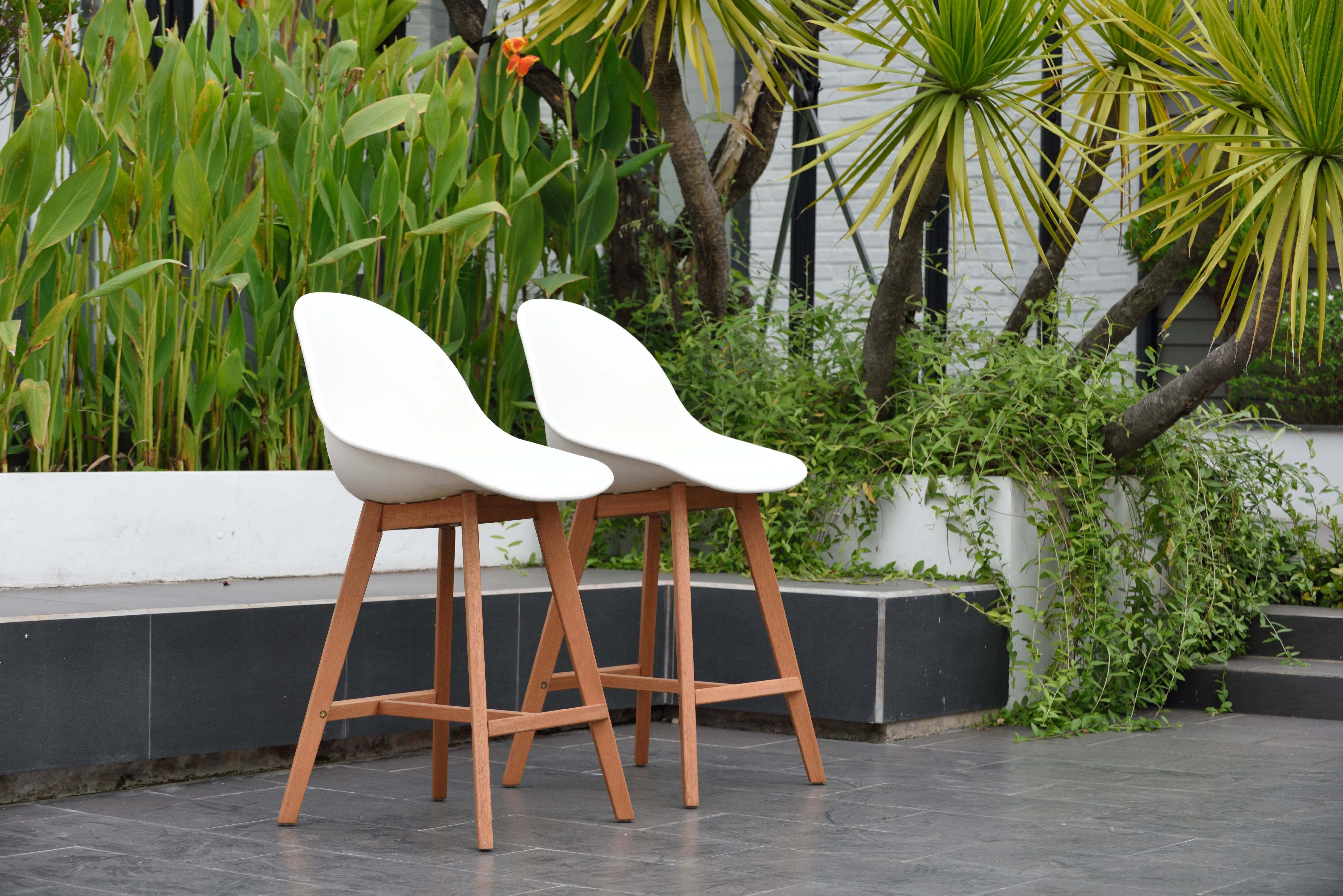 Amazonia 2-Piece Donnet Solid Wood & Resin Barstool, Chair Back Style: Solid, Seat Height: 17.5