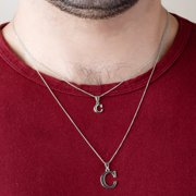 Sterling Silver Personalized Letter C Initial Pendant Necklace with 20 Chain