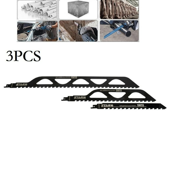 3Pc 305/240/455mm Reciprocating Saw Blade For Wood Cutting Concrete Brick Stone Masonry Saber Saw Blade Cutter S1243 S1543 S2243