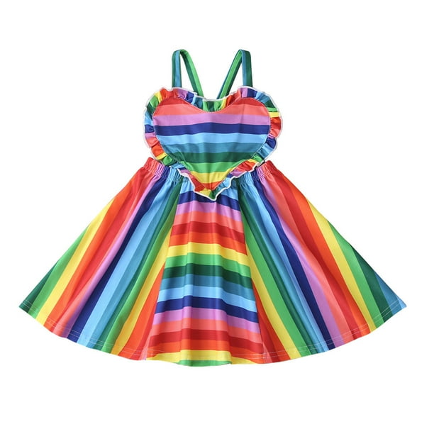 XZNGL Toddler Kids Girl Suspender Rainbow Love Heart Princess Pageant