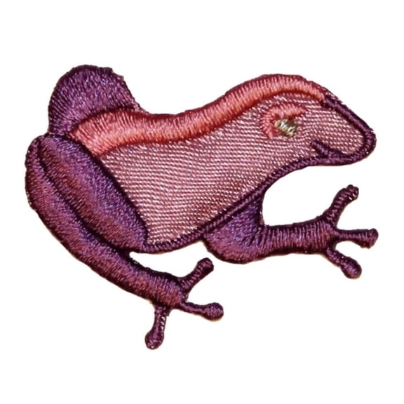 ID 0012 Purple Pink Frog Tri Colored Sitting Iron On Applique Patch