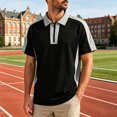 thumbnail image 3 of Rrxhxhs Golf Shirts for Men Color Block Collared Quarter Zip Short Sleeve Breathable Casual Athletic Tops,L, 3 of 6