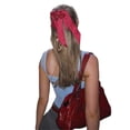 thumbnail image 6 of Cenuakty Women's Summer Mini Sling Vest Blue Sleeveless Backless Lace Trim Skinny Crop Tops, 6 of 9