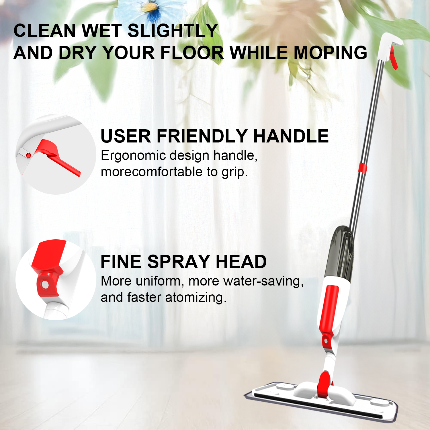 Fuvuan Spray Mop with 350ML Refillable Tank photo 3