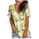 thumbnail image 2 of ICHUANYI Clearance Women Hollow Out Fashion Printing Short Sleeves V-Neck T-Shirt Blouse Tops(White, XL) ICHUANYI WER2023081110104, 2 of 9