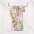 thumbnail image 5 of Bath Towels Set For Bathroom,Watercolor Floral Pink Rose Green Leaves and Flowers Vine Pastel Color Stripes,Luxury Set of 3 Towels,1 Bath Towel,1 Hand Towel,1 Washcloth,Absorbent Soft Quick Dry Towel, 5 of 7
