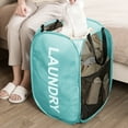 thumbnail image 5 of Larpur 2 Packs Mesh Pop-up Laundry Hampers, Collapsible Laundry Basket Dirty Clothes Hamper with Side Pocket, Gray + Blue, 5 of 6