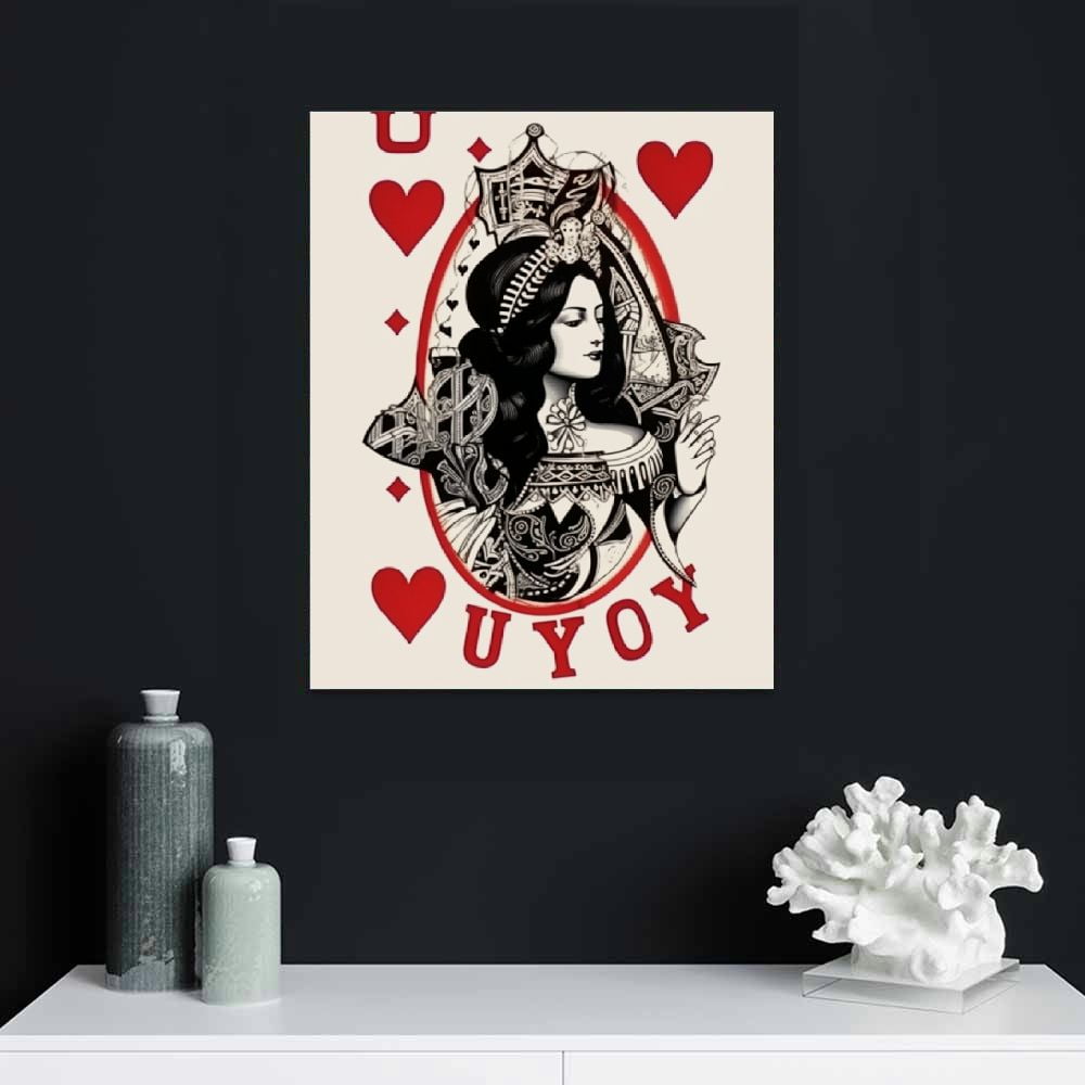 JEUXUS Trendy Ace of Hearts Wall Art, 16x20in Canvas Ace of Hearts