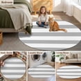 thumbnail image 6 of Grey White Stripes Simple Round Living Room Rugs 5 ft, Geometric Washable Area Rug with Non-Slip Sturdy Edge Binding Round Carpet for Entryway Kitchen Bedroom Bathroom, 6 of 9