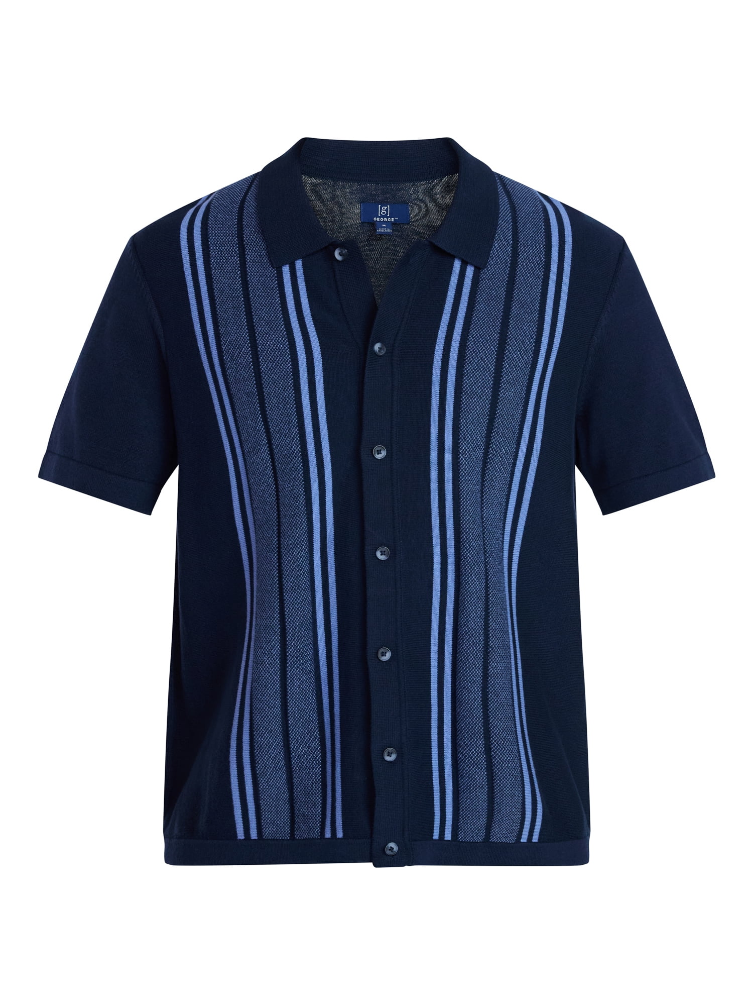 George Men’s Cotton Button Front Polo Sweater with Short Sleeves, Sizes S-3XL