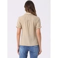 thumbnail image 4 of DARING DIVA Women's Cotton Frilled Peter Pan Collar Blouse S Khaki, 4 of 6