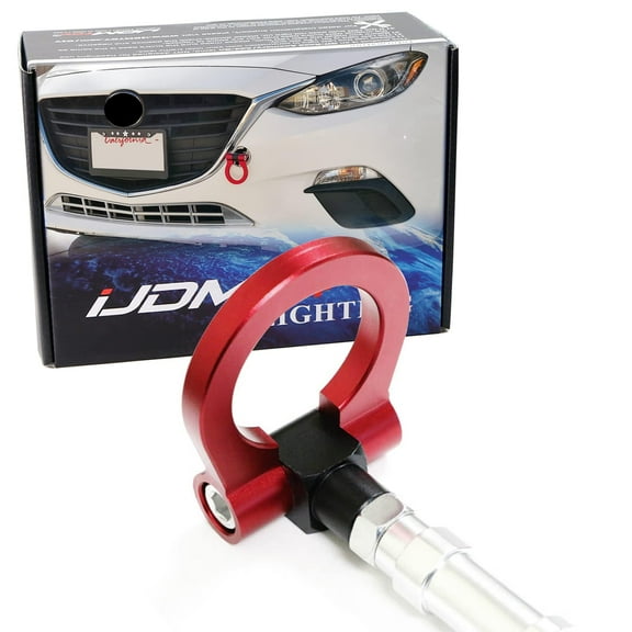 Red Track Racing Style Tow Hook Ring For 2014-up Mazda3 Mazda6, 2013-up Mazda CX-5 & 2016-up Mazda MX-5, Made of Lightweight Aluminum