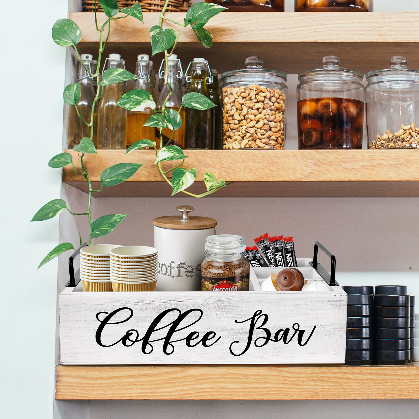 Coffee Bar Accessories and Organizer Countertop, Coffee Station Organizer  for Coffee Bar Decor, Coffee Table for Coffee Bar Organizer Desktop Printer