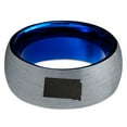 thumbnail image 2 of Tungsten South Dakota The Mount Rushmore State Band Ring 8mm Men Women Comfort Fit Blue Dome Brushed Gray Polished, 2 of 4